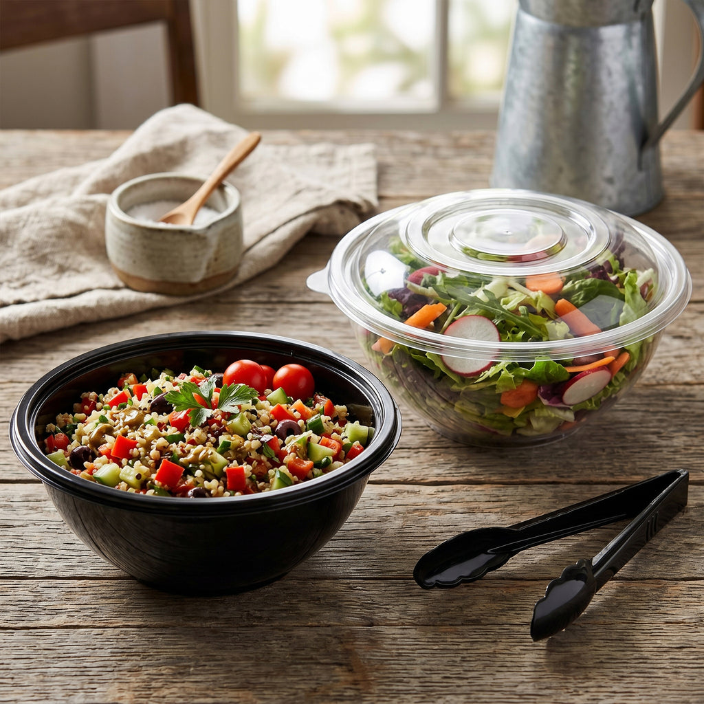 64 oz. PET salad bowl in use