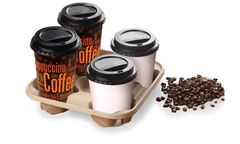 Cup Carrier Molded Paper 4 cup tray holder
