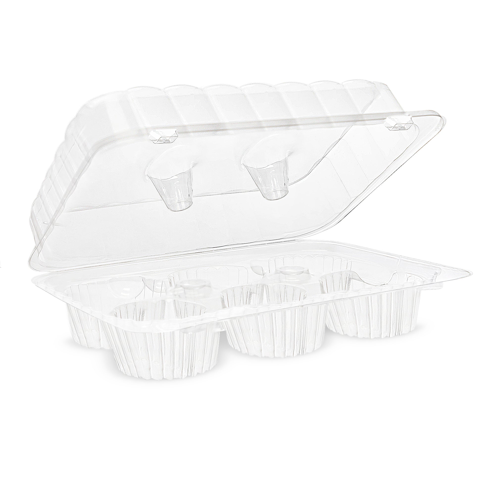 6 Cup Muffin Clear Hinged Container CL46