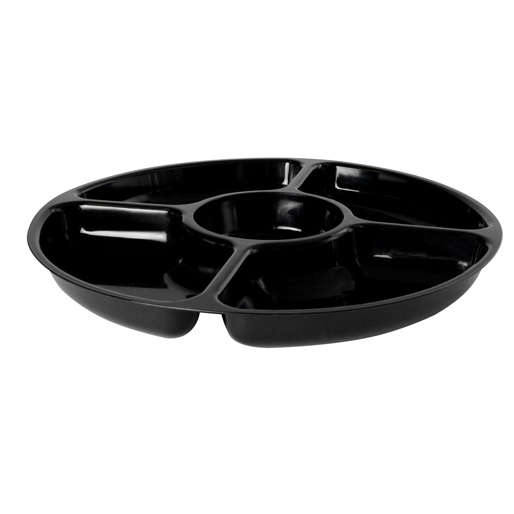 12" - 5 Compartment Tray, Black — Case of 25 (Item D12050.BK)