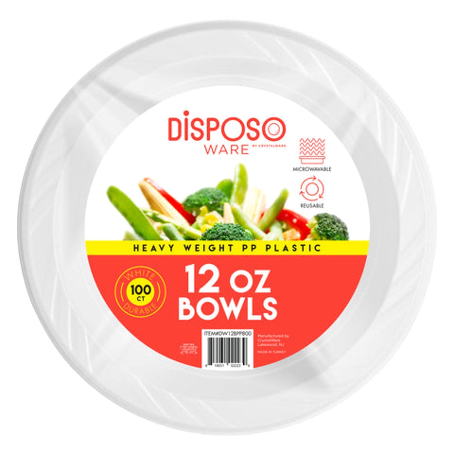 Bowl Plastic White 12 oz 8 x 100 Crystal12 oz bowl 12 oz plastic bowl