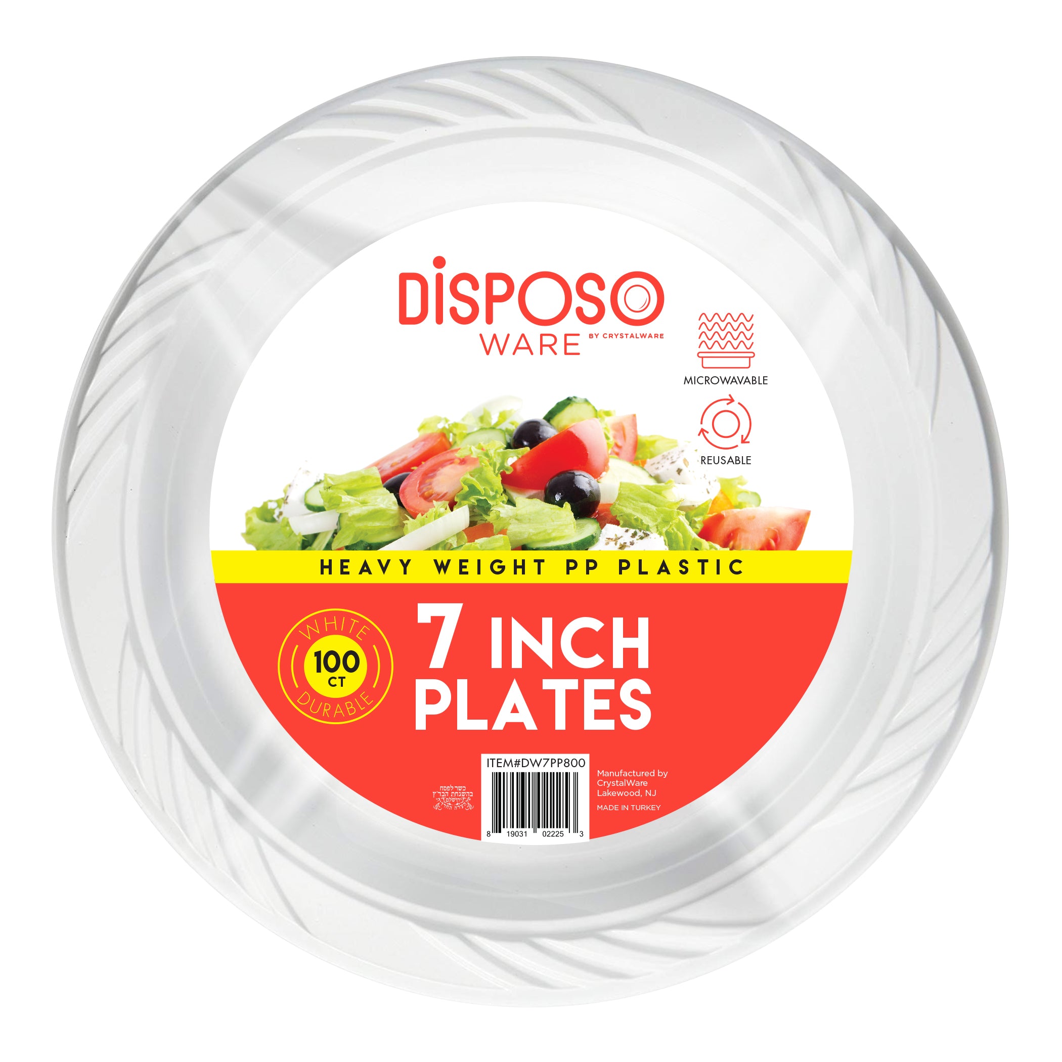7" White Plastic Plate