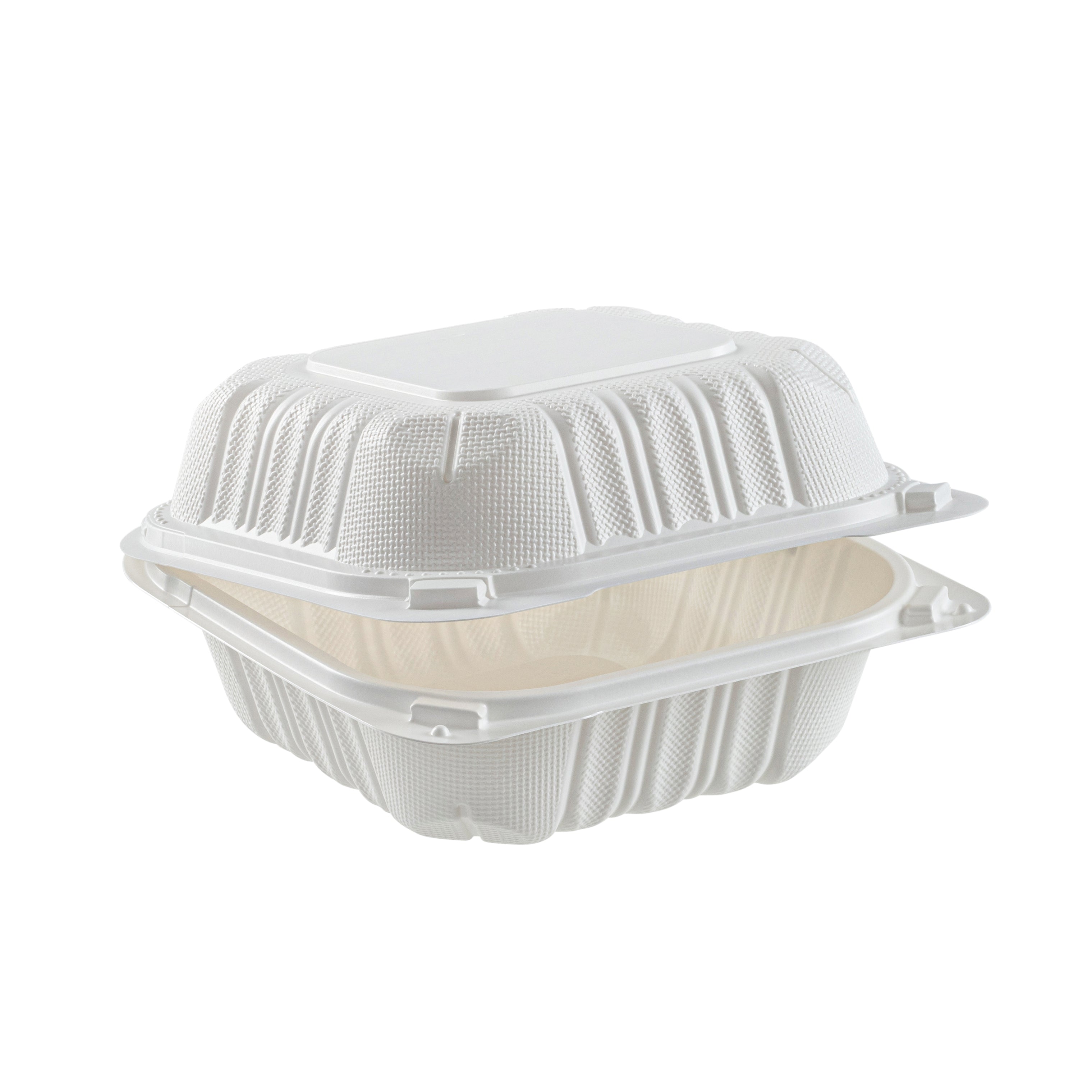 HINGED CONTAINER 6" x 6" White PP 250 per case MF6HB250