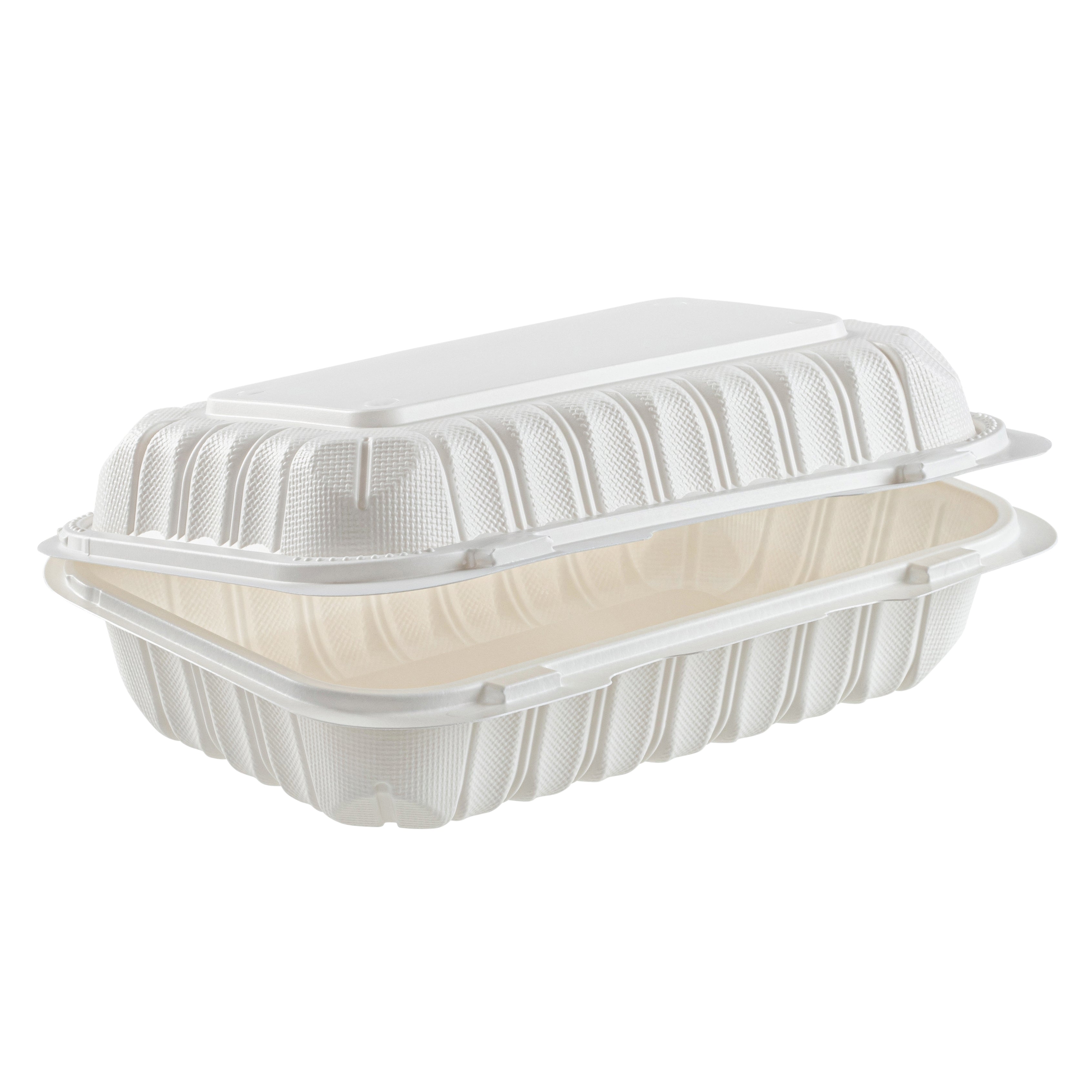 HINGED CONTAINERS 9" X 6" White PP Take-out Container MF9HB150