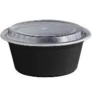 38 oz Microwavable Container BLACK with Lid Combo