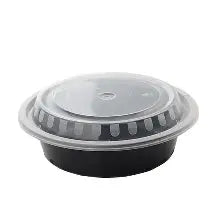 16 oz. Round Bowl w/ Lid, PP, Black/Clear (Item 17CPRB16)