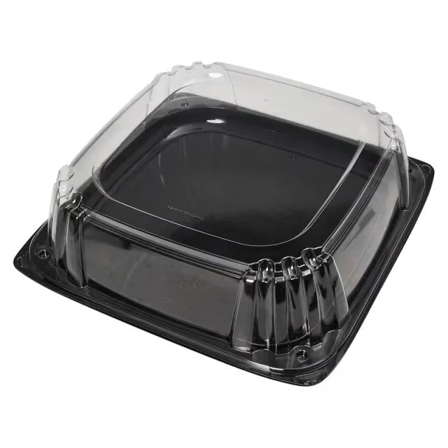 Tray VBTR14CSB 14" Square 4.54 High Catering Combo with Lids, 25 per Case, Black Base.
