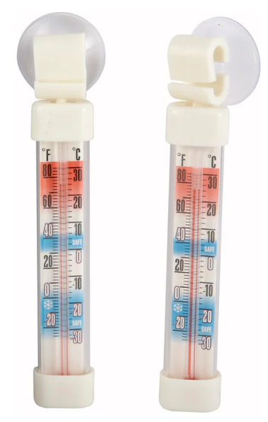 Refrigerator/Freezer Thermometer, Suction Cup, 2 Pack TMT-RF1