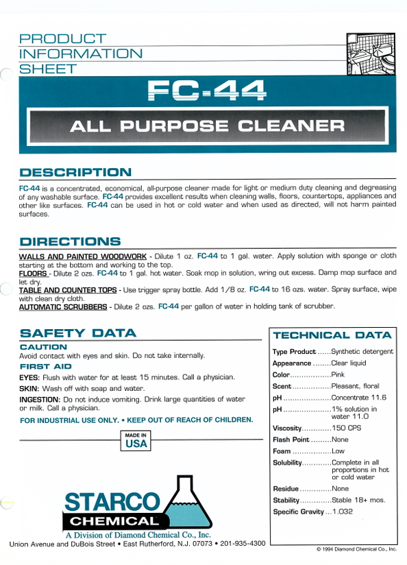 Cleaner FC-44 All Purpose 4 x 1 Gallon per case, Starco FC-44