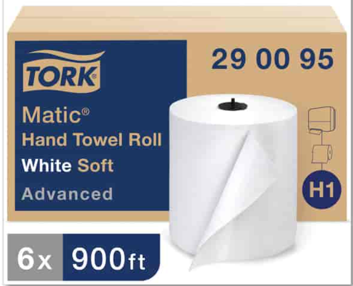 TOWEL ROLL 290095  Tork 7.7" x 900' White 1 ply 6 rolls per case
