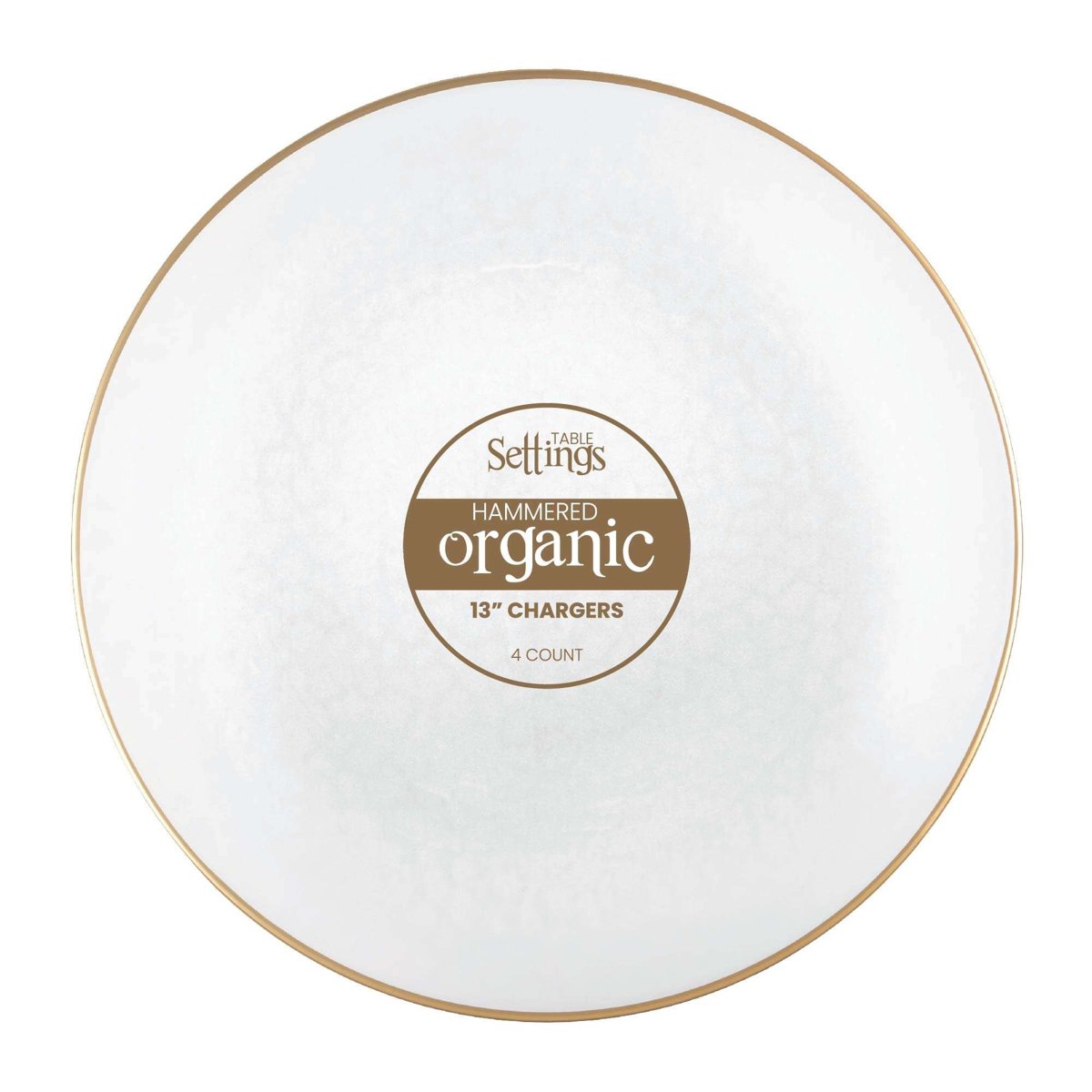 13" Hammered Charger Plates, Gold Rim - White Translucent (BST-3915)