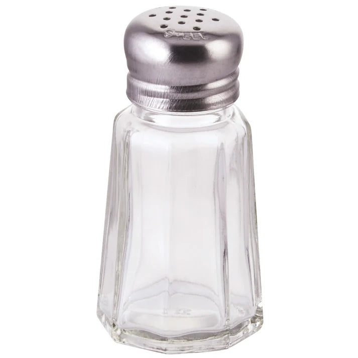 Salt and Pepper Shaker Glass With Metal Mushroom Top G-105 Winco dozen