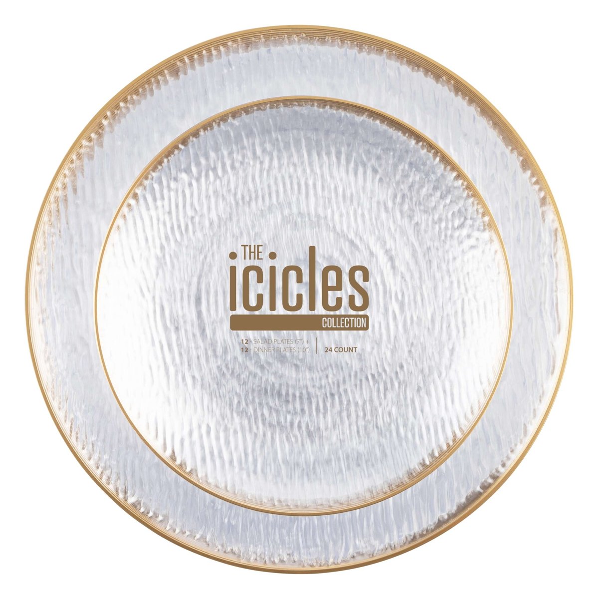 Icicles Gold Rim Plates Combo 7" + 10" - Clear (BST-4571)