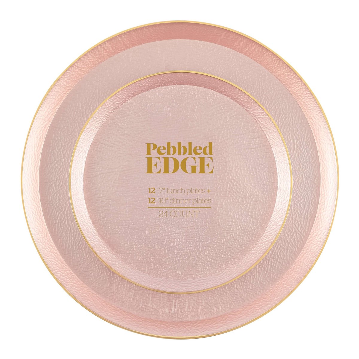 Edge Pebbled Gold Rim Plates Combo 7" + 10" - Pink (BST-4679)