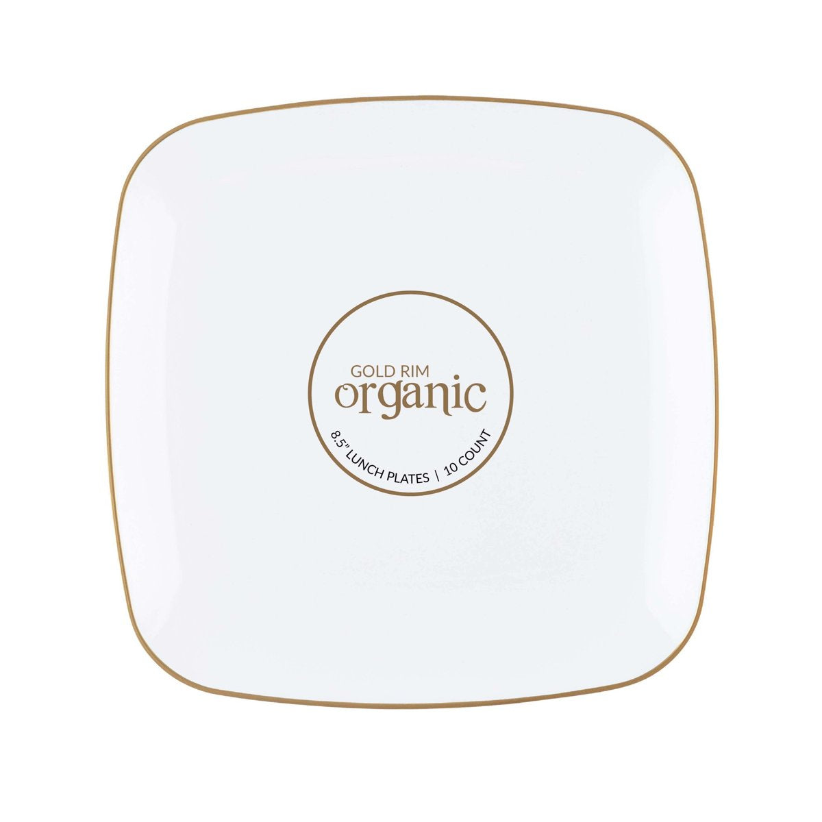 Organic Square White & Gold Rim Plates - 8.5" (BST-3754)