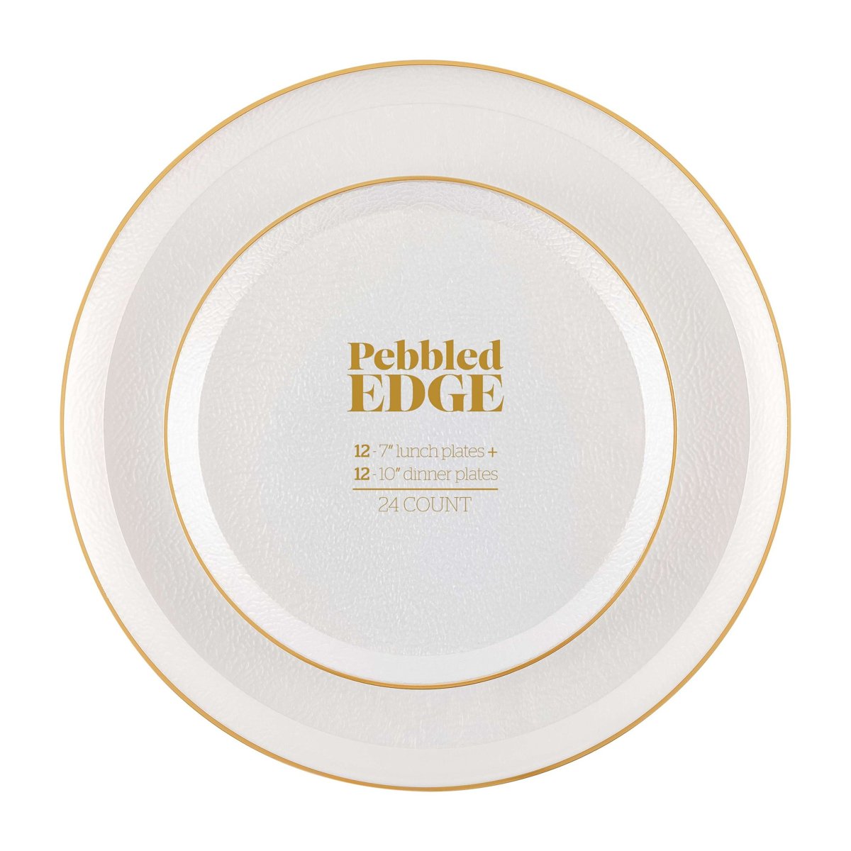 Edge Pebbled Gold Rim Plates Combo 7" + 10" - Pearl (BST-4678)