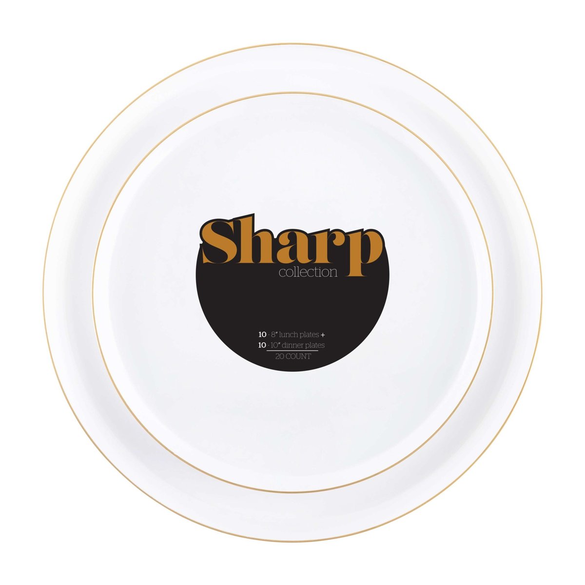 Sharp Gold Rim Plates Combo 8" + 10" - White (BST-4520)