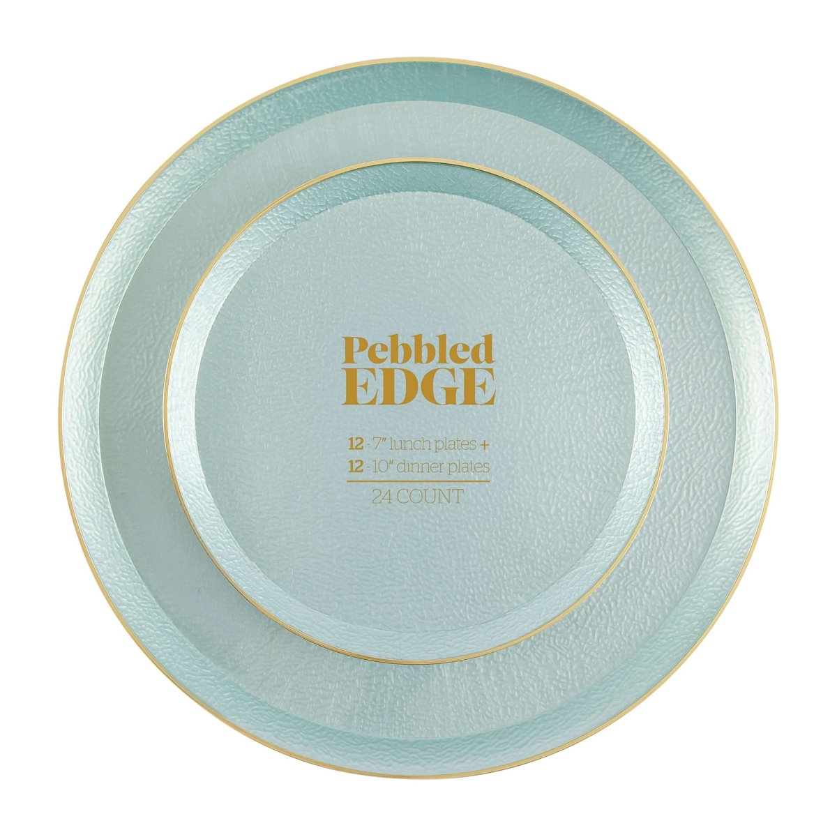 Edge Pebbled Gold Rim Plates Combo 7" + 10" - Blue (BST-4680)