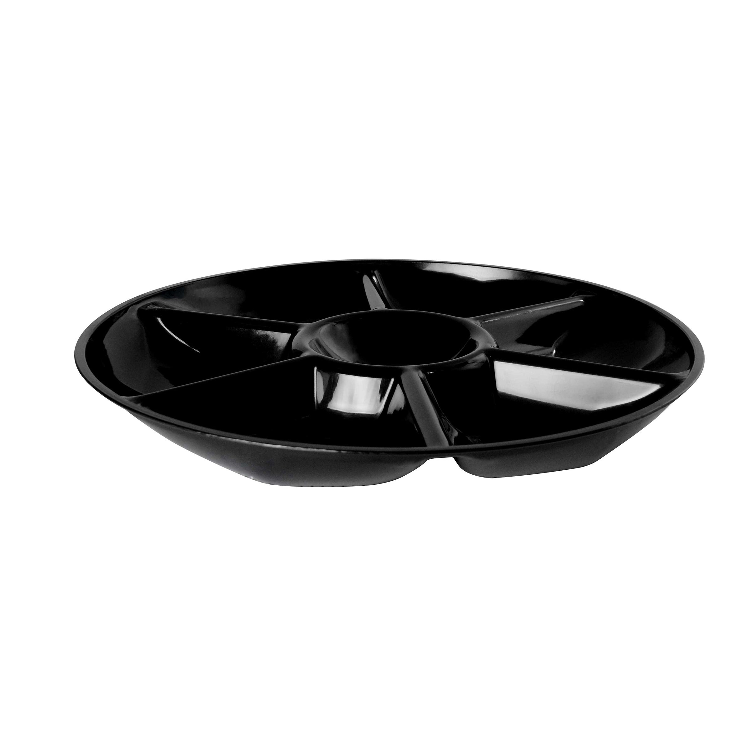 14" 7 Compartment Round Caterware Tray Black. 25 per case. D14070