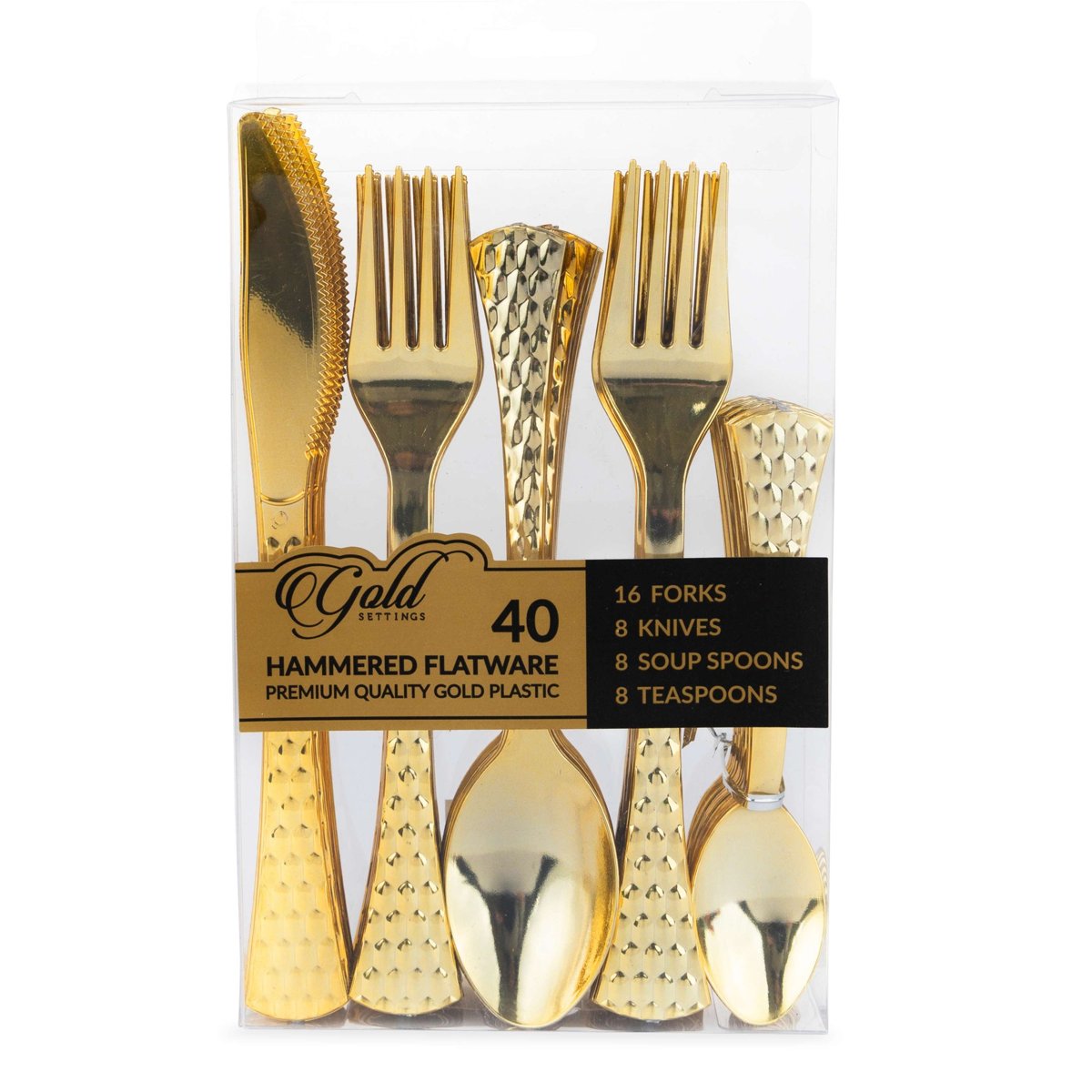 Gold Hammered Cutlery - Assorted Combo (24/40 ct) (BST-2539)
