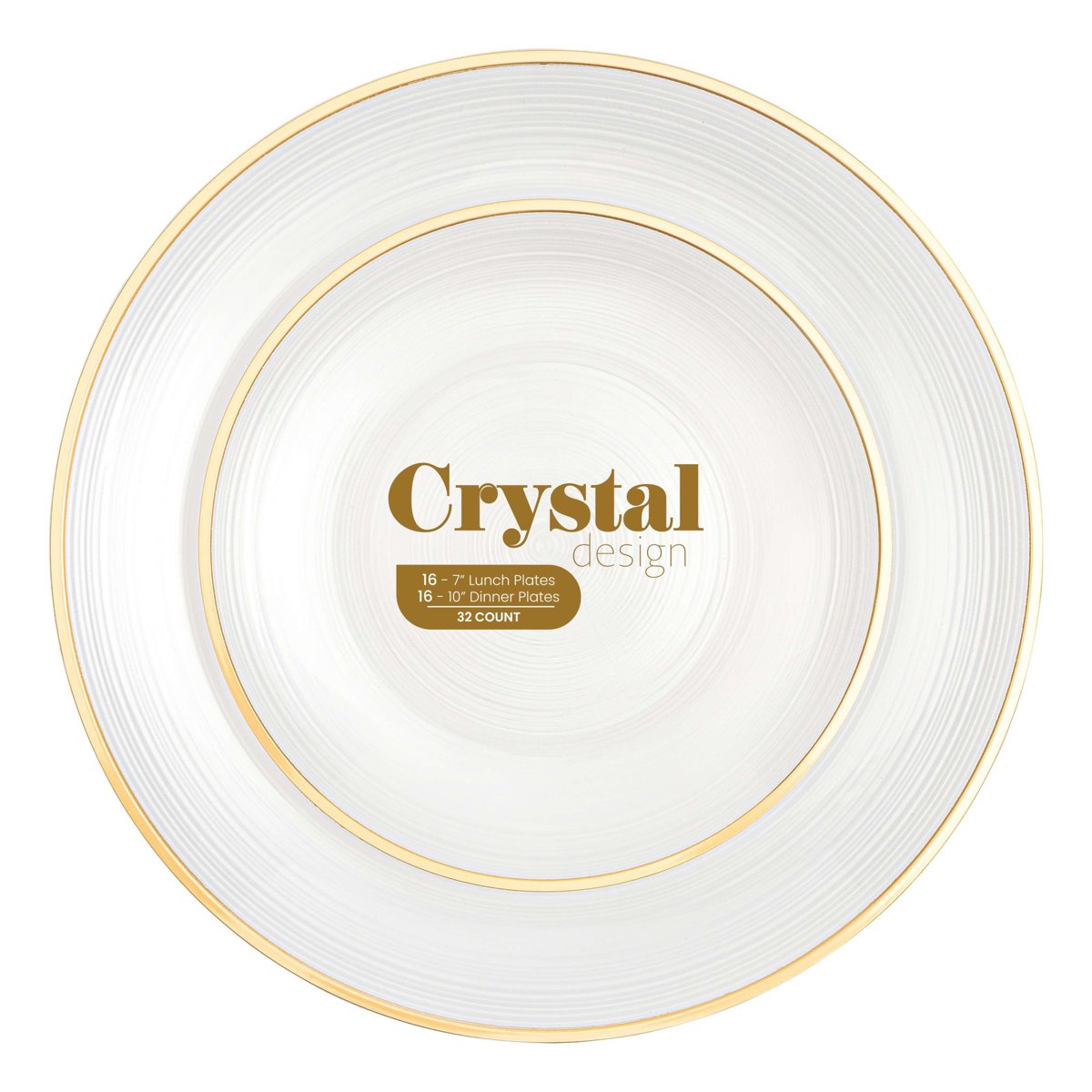 Crystal Design Gold Rim Plates Combo 7" + 10" - Pearl (BST-4385)
