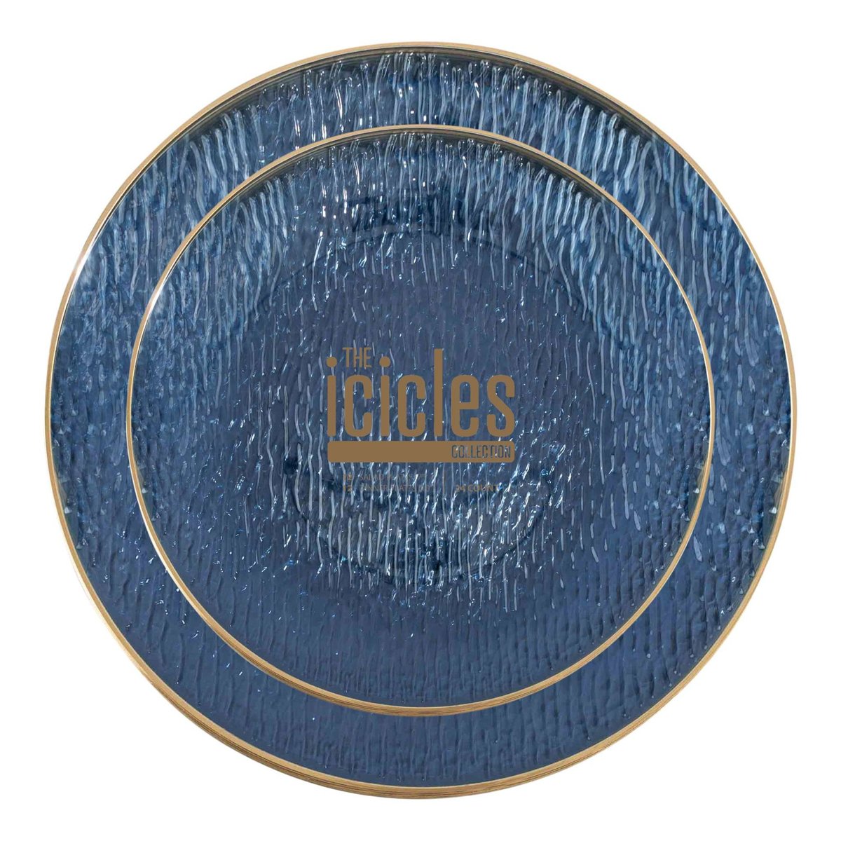 Icicles Gold Rim Plates Combo 7" + 10" - Blue (BST-4570)