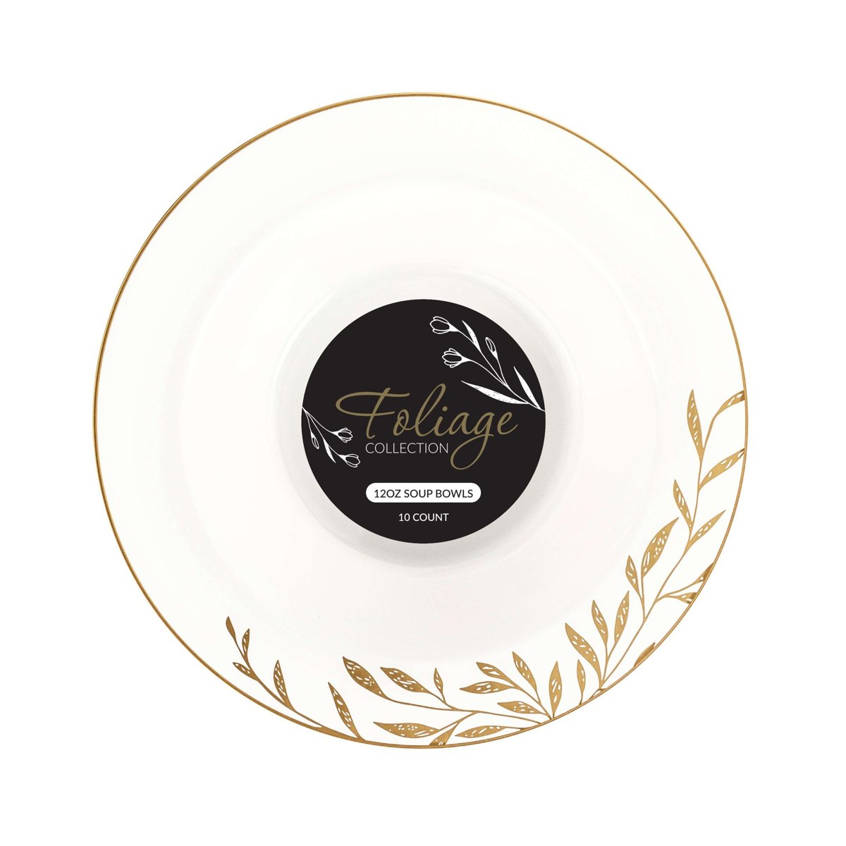 Foliage Collection 12 oz White & Gold Bowls (BST-2866)