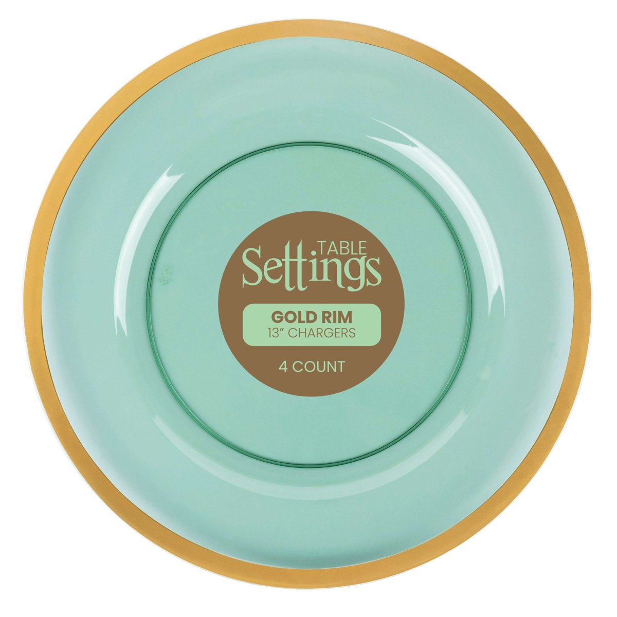 13" Charger Plates - Green/Gold Rim (BST-3722)