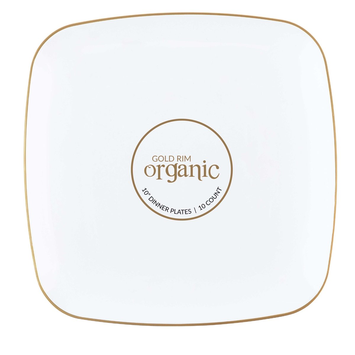 Organic Square White & Gold Rim Plates - 10" (BST-3755)