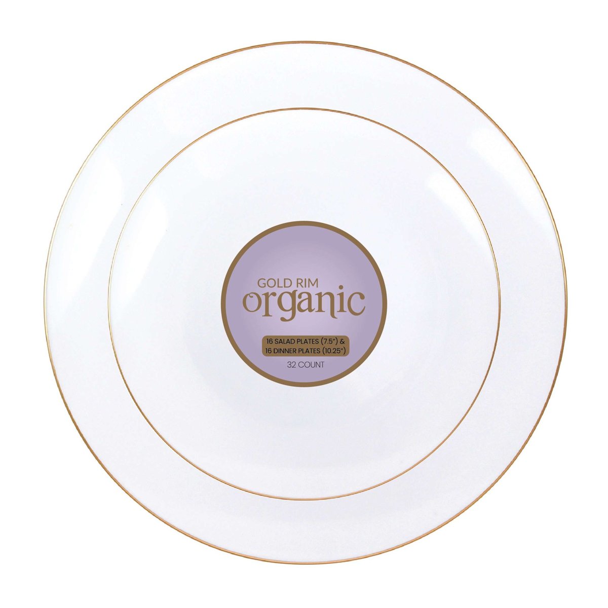 Organic White & Gold Rim Plates Combo 7.5" + 10" (BST-2877)