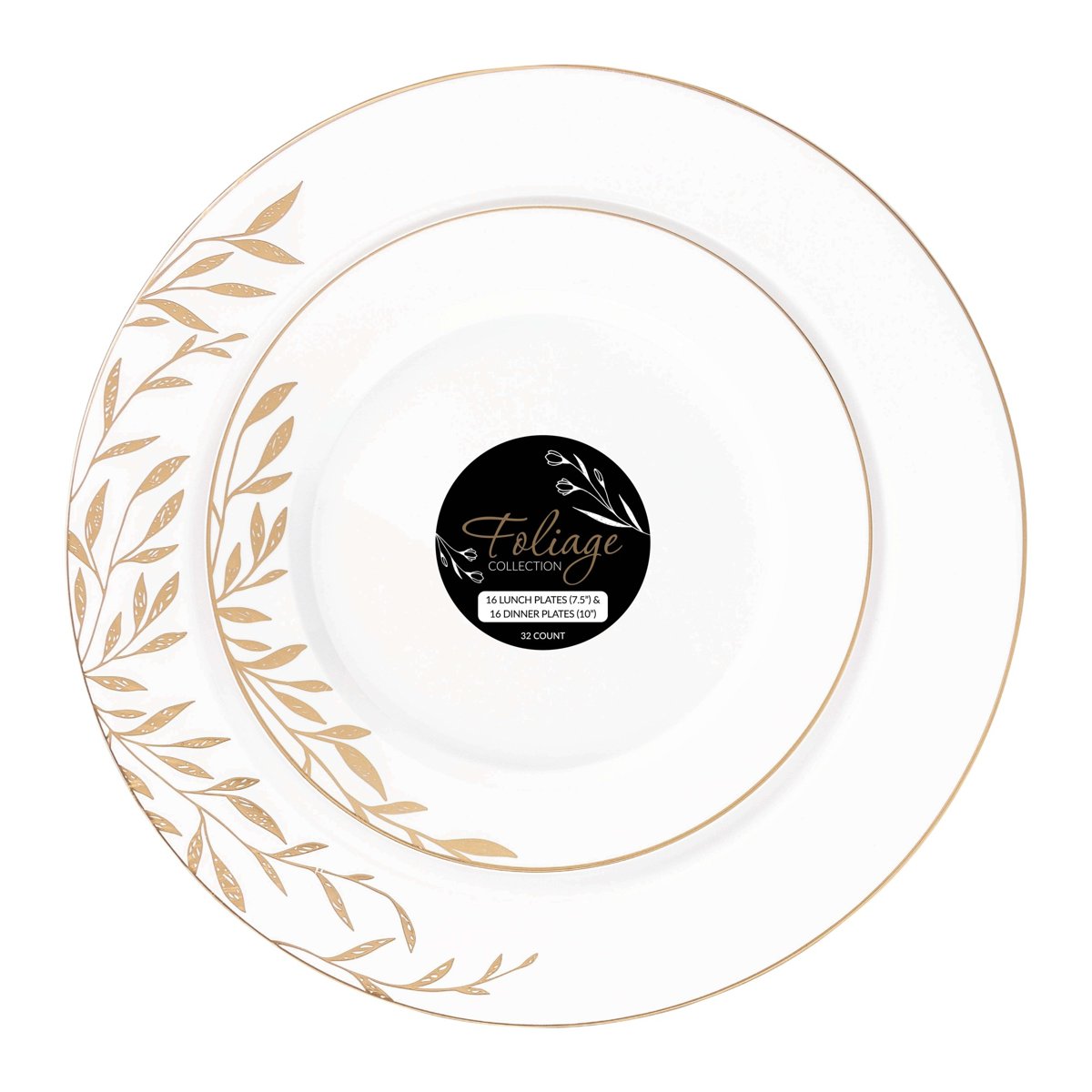 Foliage White & Gold Plates Combo 7" + 10" (BST-3854)