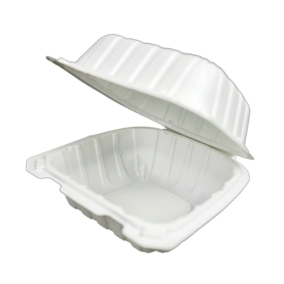 HINGED CONTAINER 6" x 6" White PP 250 per case