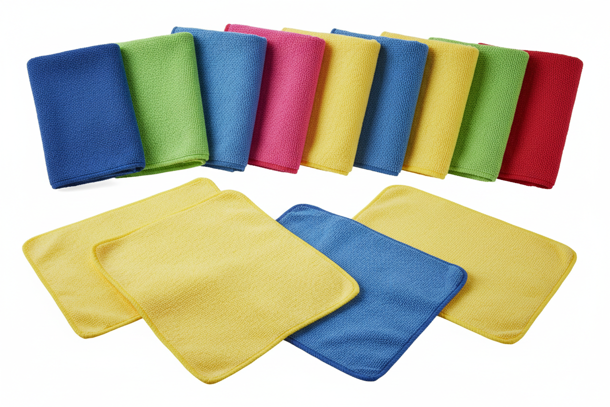 Microfiber 16" x 16" Cloth, Specify color BLUE, GREEN, PINK, RED, YELLOW, 12 per Pack