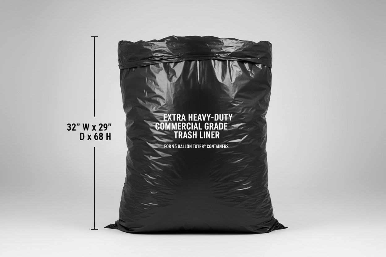 TRASH LINER 95 gal Toter PG6-9560 32" x 29" x 68" Black XHeavy-50 per case