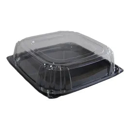 Tray VBTR16CSB 16" Square 4.56" High Catering Combo with Lids, 25 per Case, Black Base